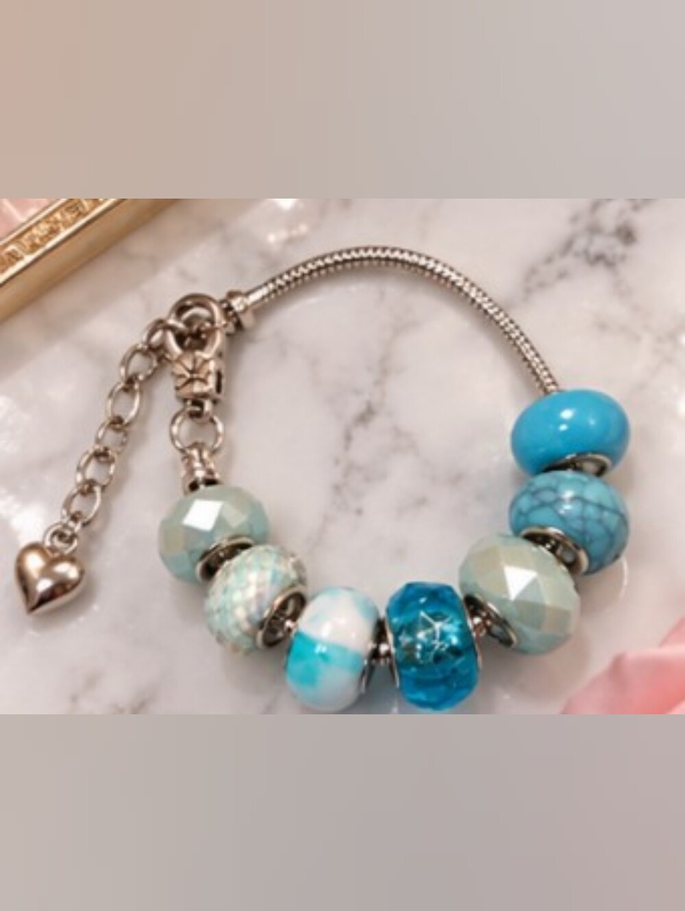 ✨ Pandora-Style Equivalent Silver Charm Bracelet | Sparkling Heart & Love Charms